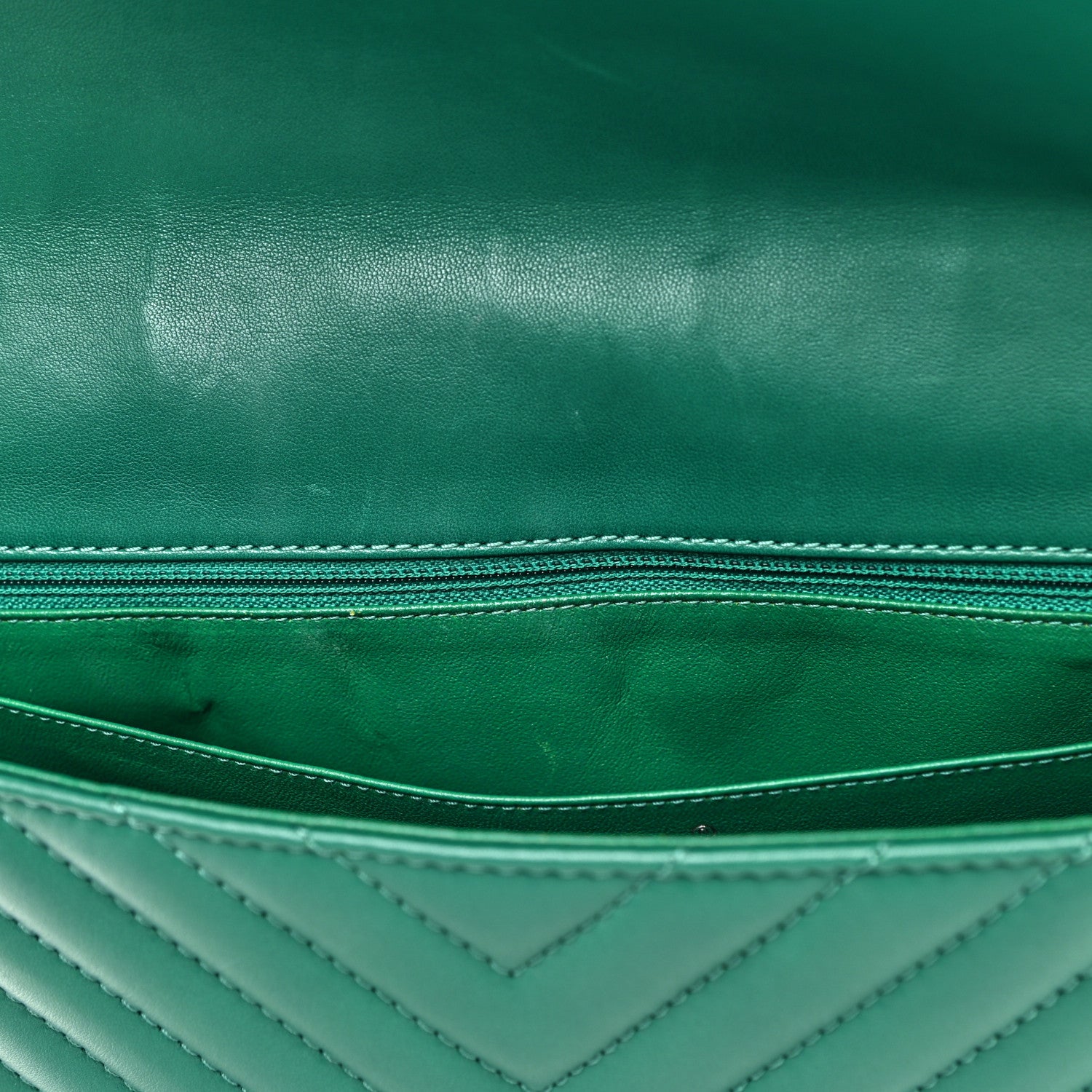 Chanel Lambskin Chevron Quilted Maxi Single Flap Green 11 of 15