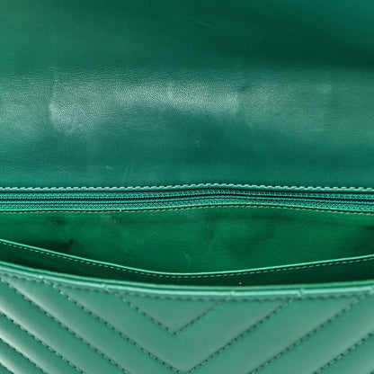 Chanel Lambskin Chevron Quilted Maxi Single Flap Green 11 of 15