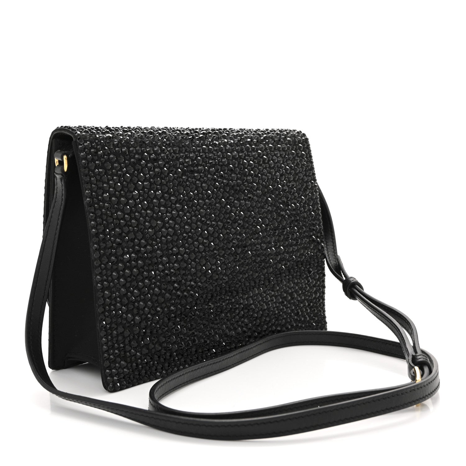 Dolce & Gabbana Satin Crystal DG Logo Flap Crossbody Bag Black 3 of 11