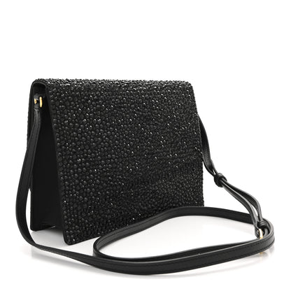 Dolce & Gabbana Satin Crystal DG Logo Flap Crossbody Bag Black 3 of 11