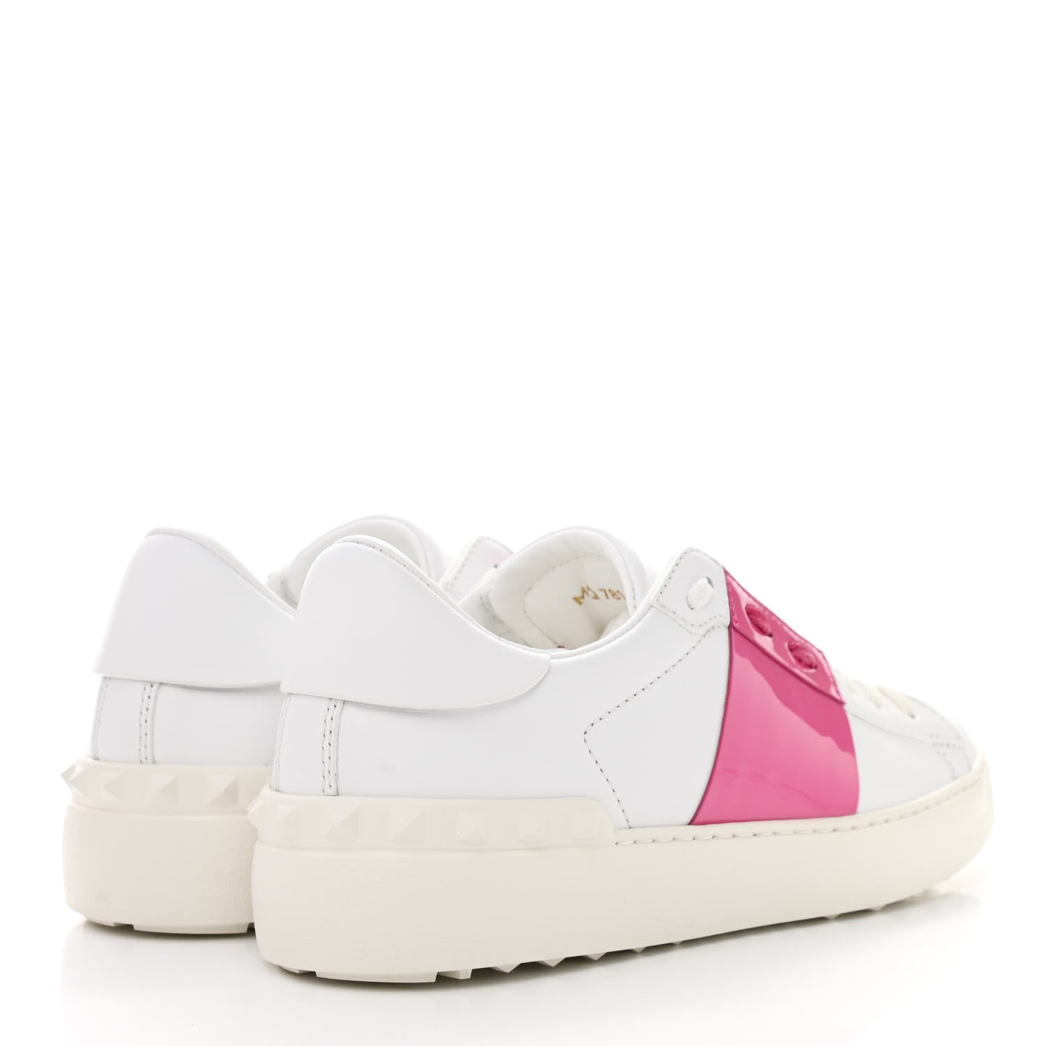 Valentino Garavani Patent Calfskin Womens Rockstud Open Sneakers 37 White Pink Orchid 4 of 9