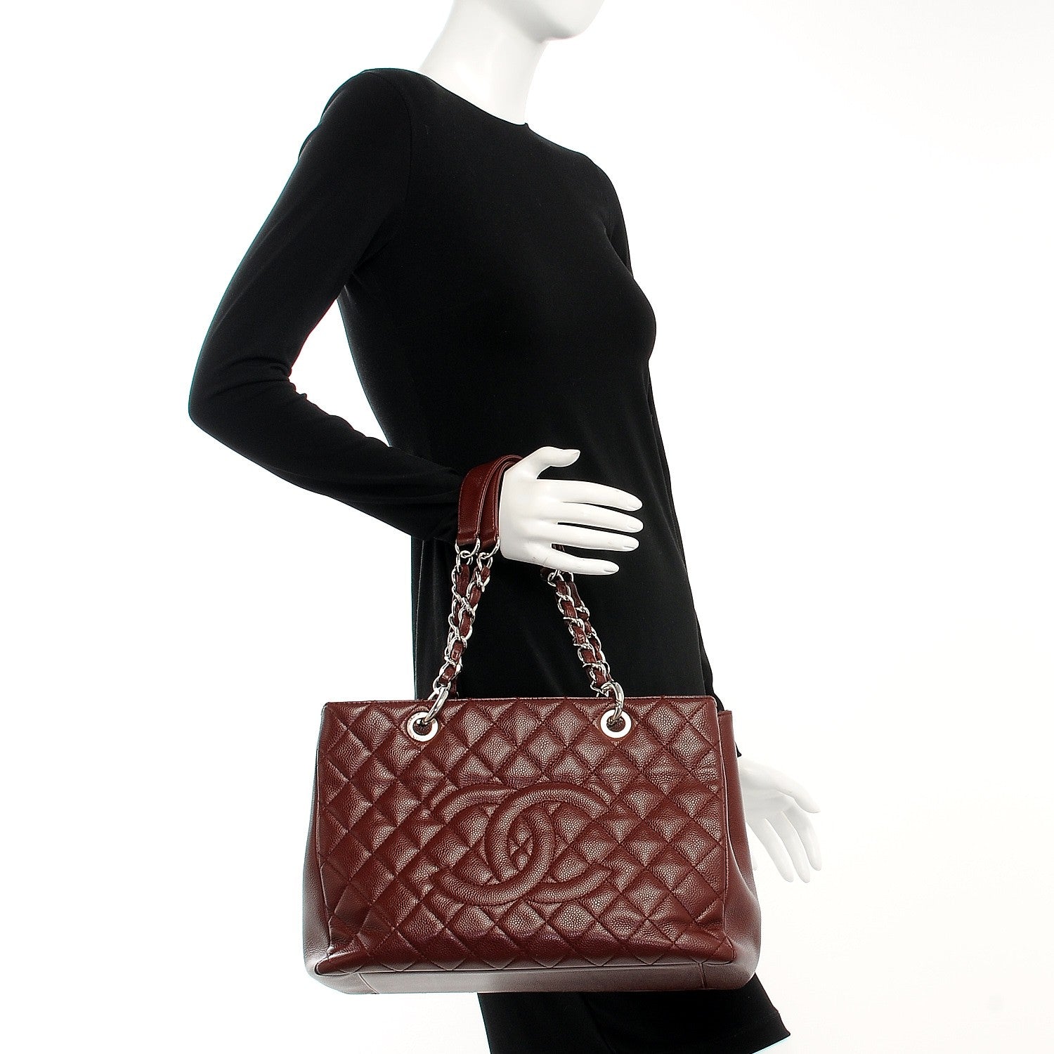 Chanel Caviar Quilted Grand Shopping Tote GST Dark Burgundy 2 of 7