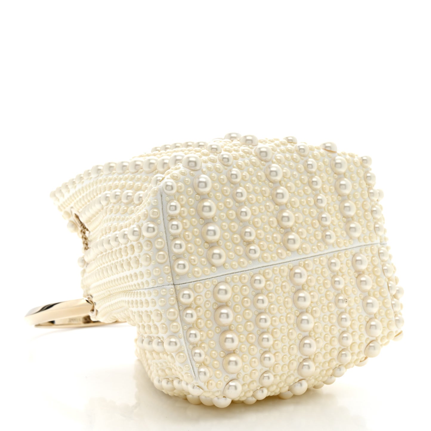 Satin Pearl Embellished Bon Bon Bag Ivory