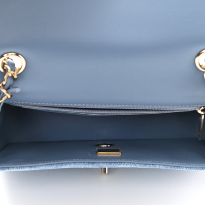 Chanel Printed Denim Quilted Mini Rectangular Flap Light Blue 5 of 11