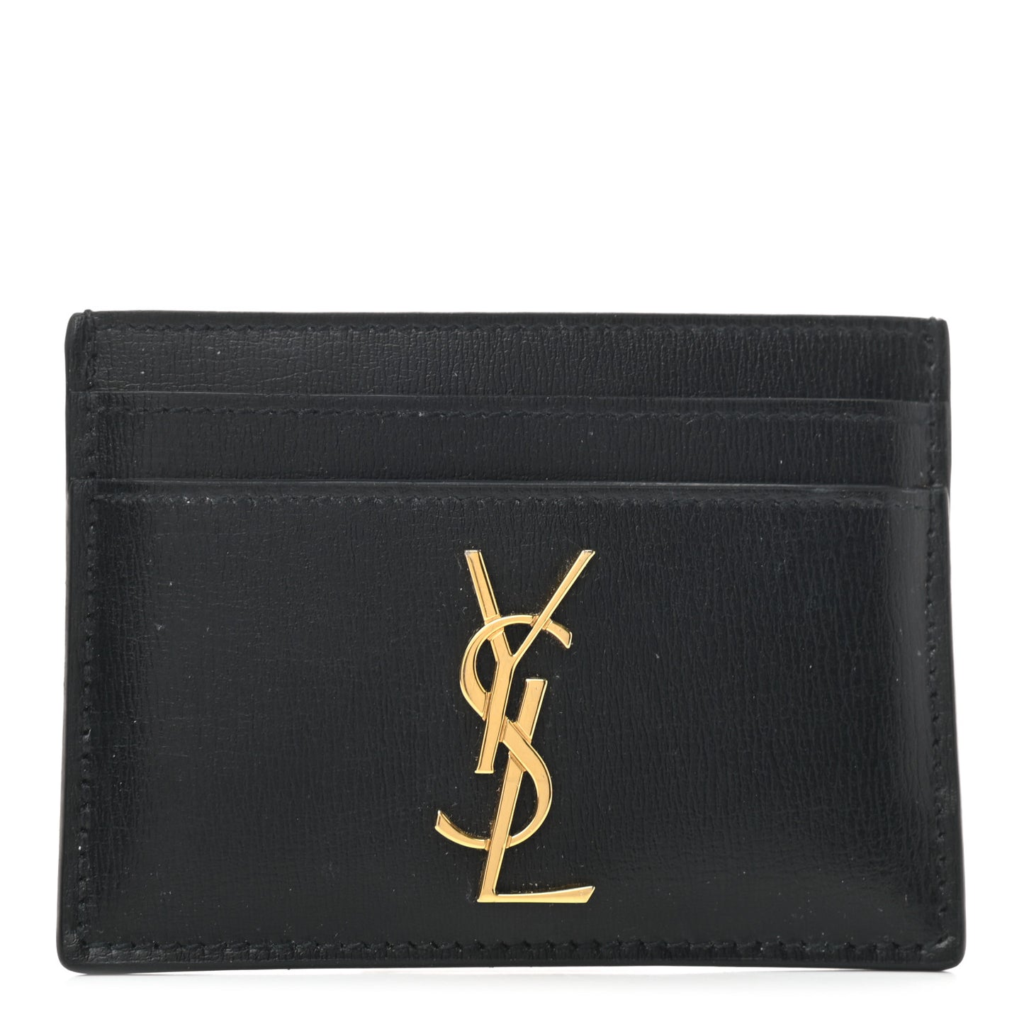 Calfskin Monogram Credit Card Case Black