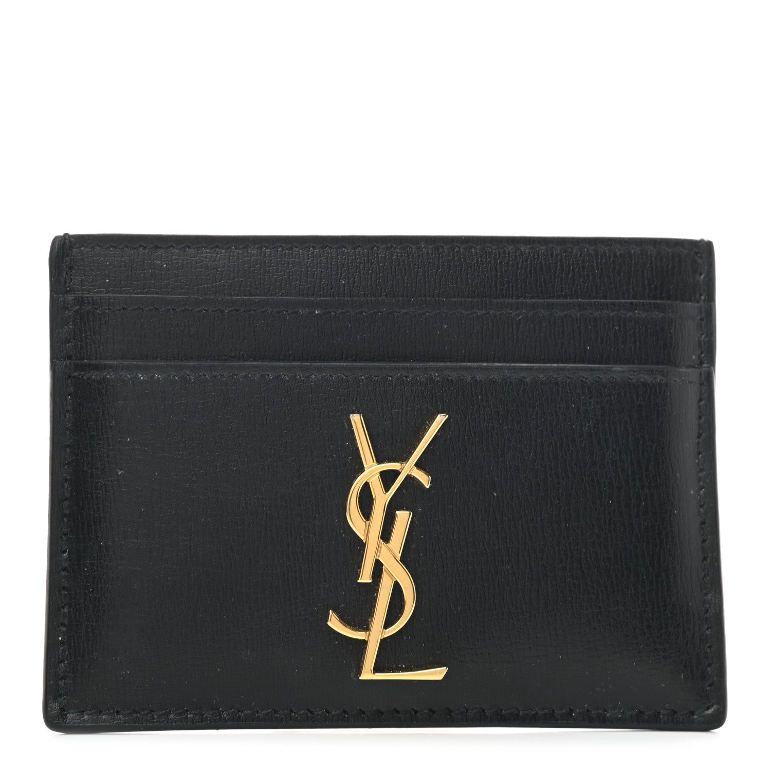 Saint Laurent Calfskin Monogram Credit Card Case Black 1 of 5