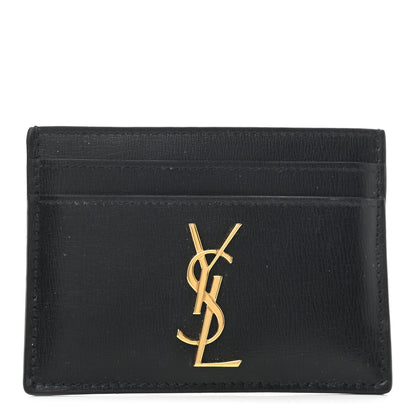 Saint Laurent Calfskin Monogram Credit Card Case Black 1 of 5