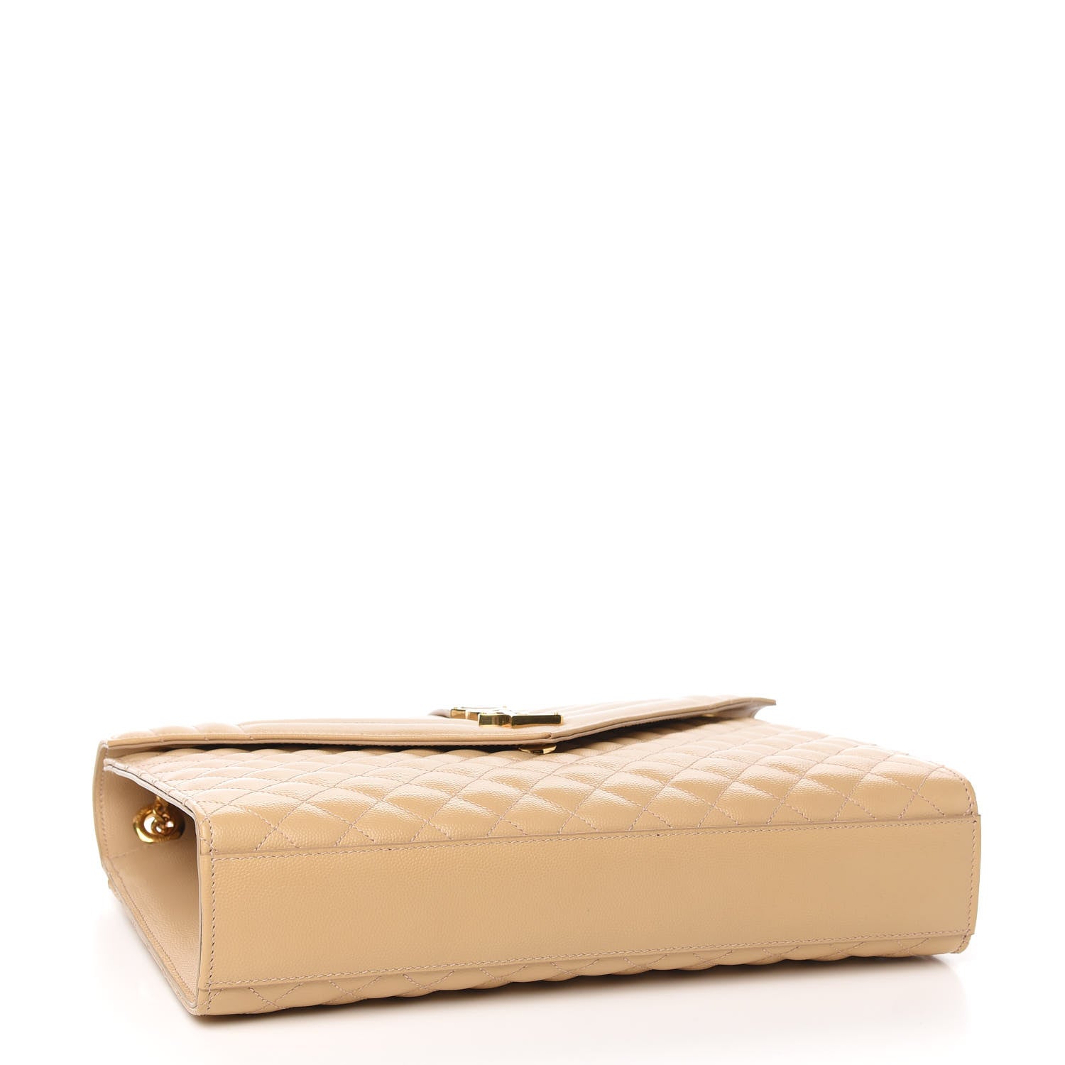 Saint Laurent Grain De Poudre Mixed Matelasse Large Triquilt Monogram Satchel Nude Powder 3 of 9