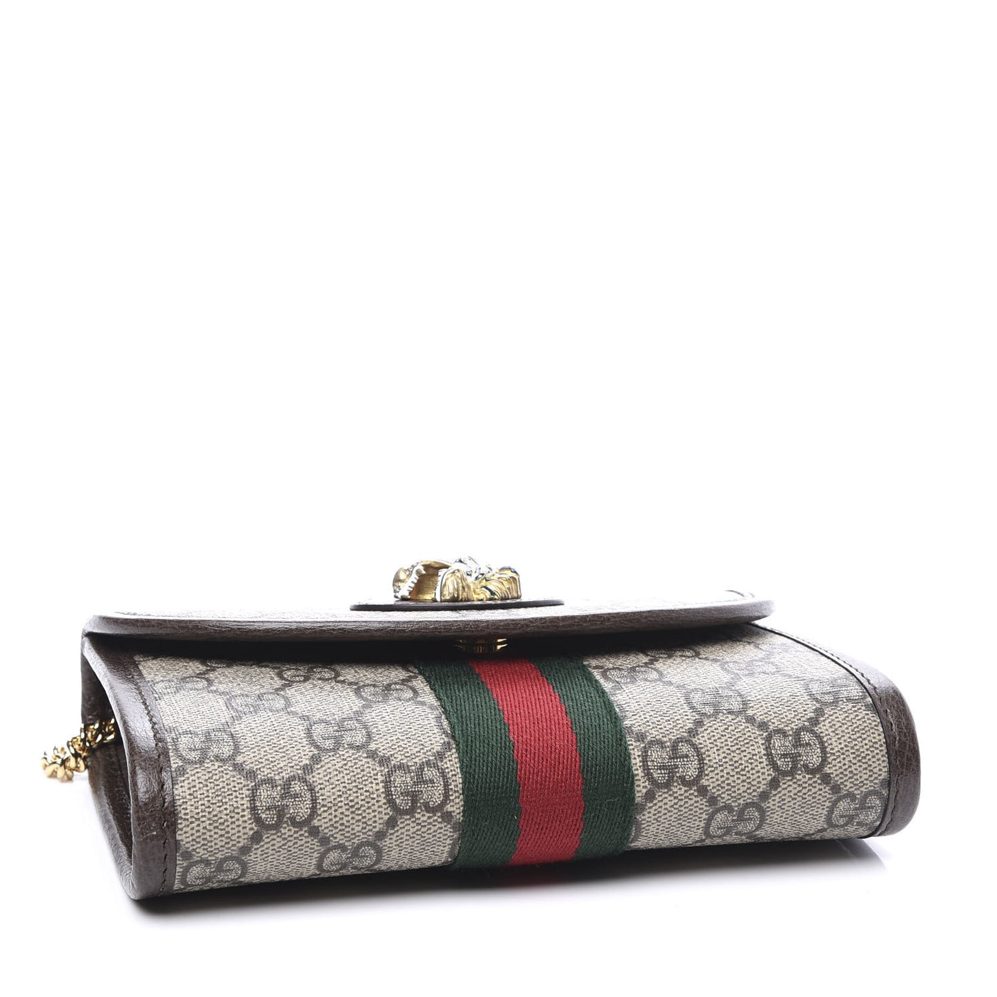 GG Supreme Monogram Web Mini Rajah Slim Flap Shoulder Bag Beige New Acero