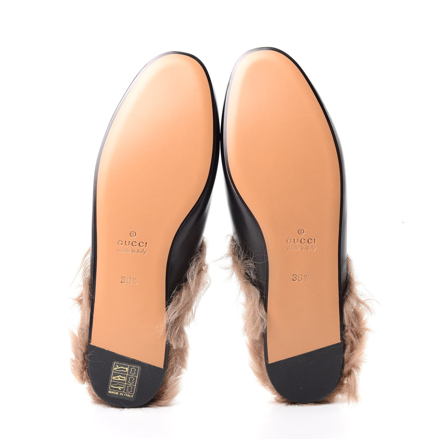 Calfskin Fur Womens Princetown Slippers 36.5 Black