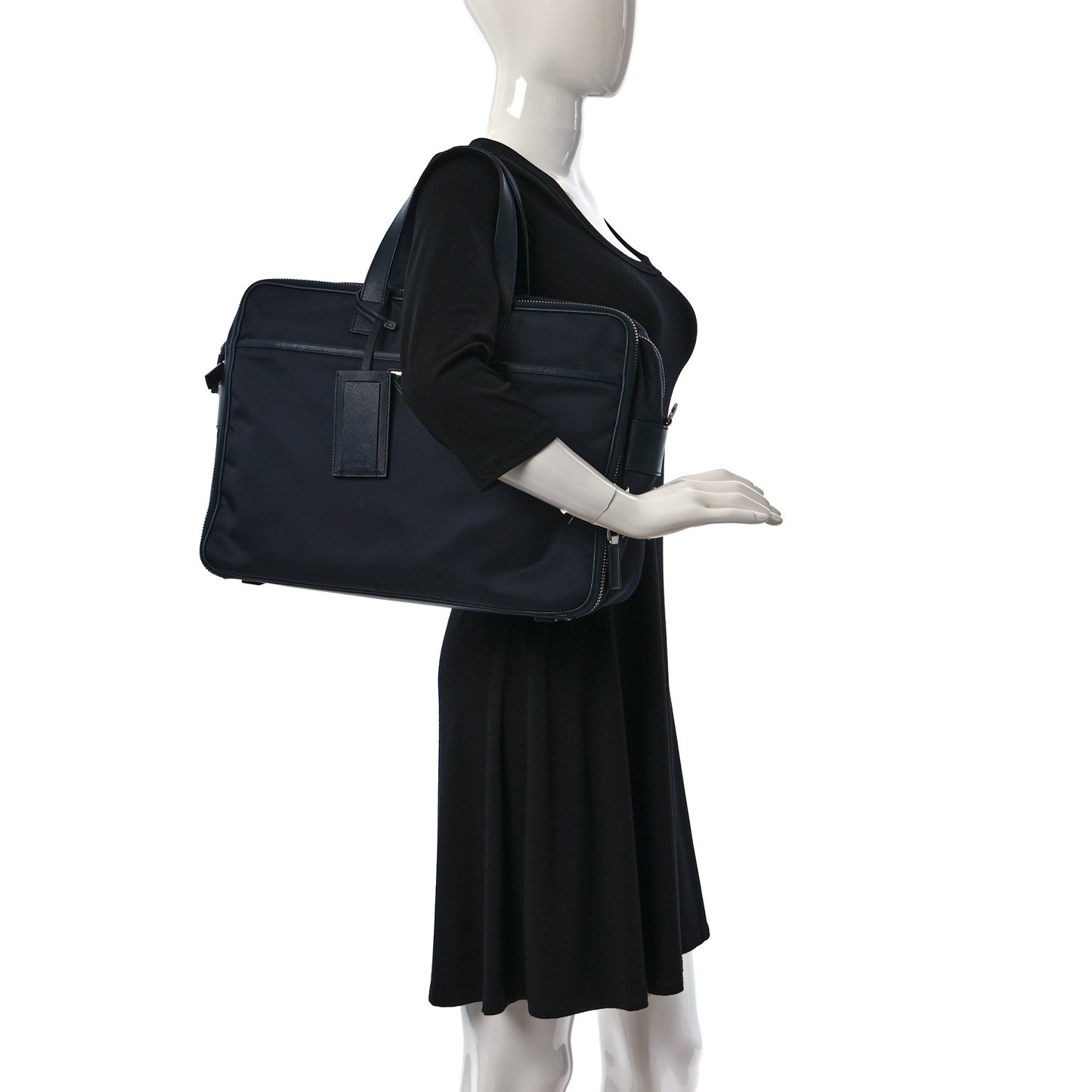 Tessuto Nylon Saffiano Briefcase Blue