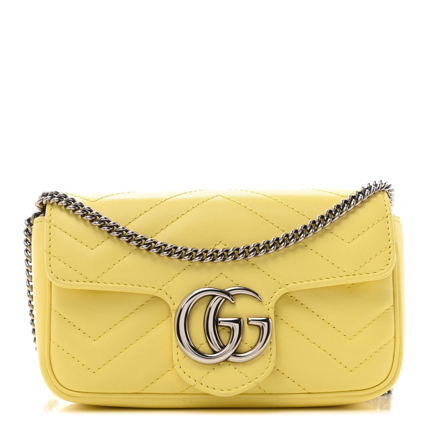 Calfskin Matelasse Super Mini GG Marmont Shoulder Bag Banana
