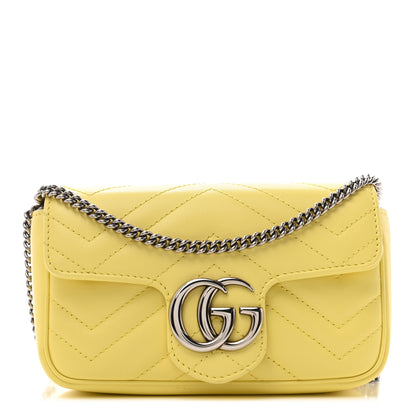 Gucci Calfskin Matelasse Super Mini GG Marmont Shoulder Bag Banana 1 of 8