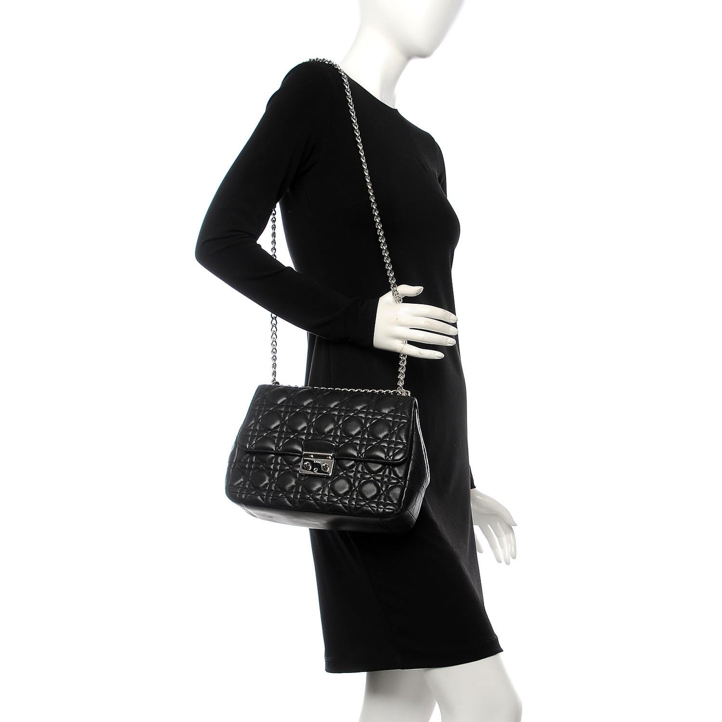 Lambskin Cannage Small Miss Dior Flap Black