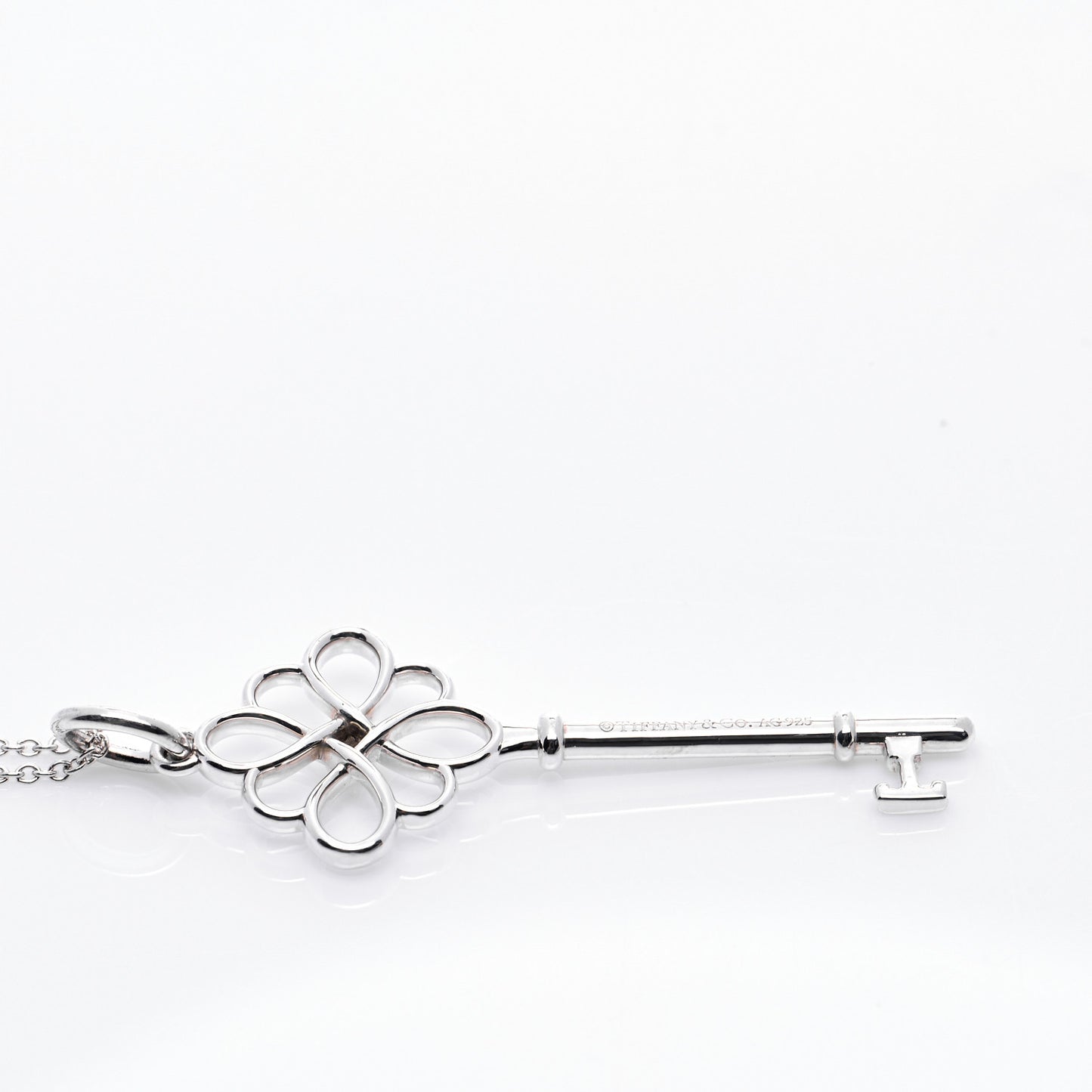 Sterling Silver Diamond Knot Key Pendant Necklace