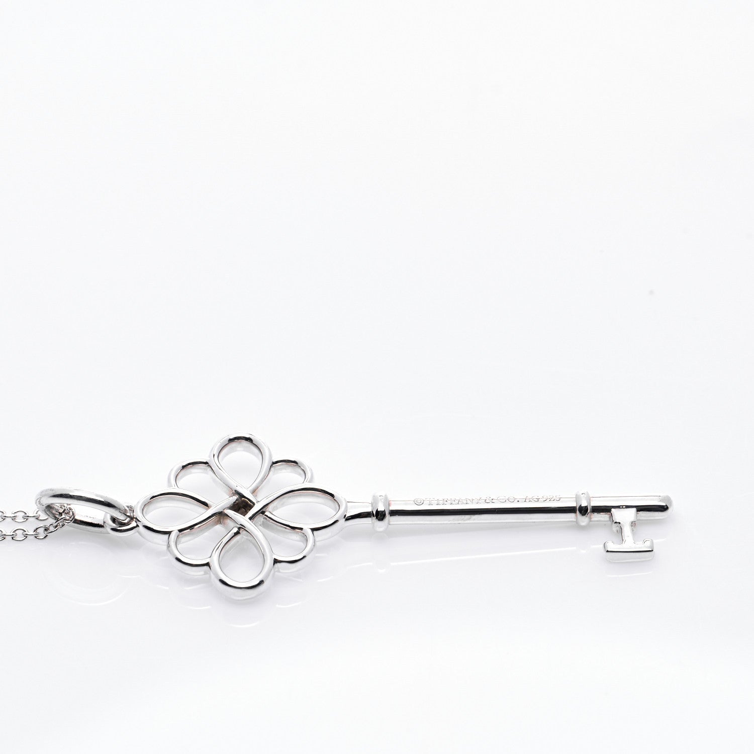 Tiffany Sterling Silver Diamond Knot Key Pendant Necklace 5 of 7