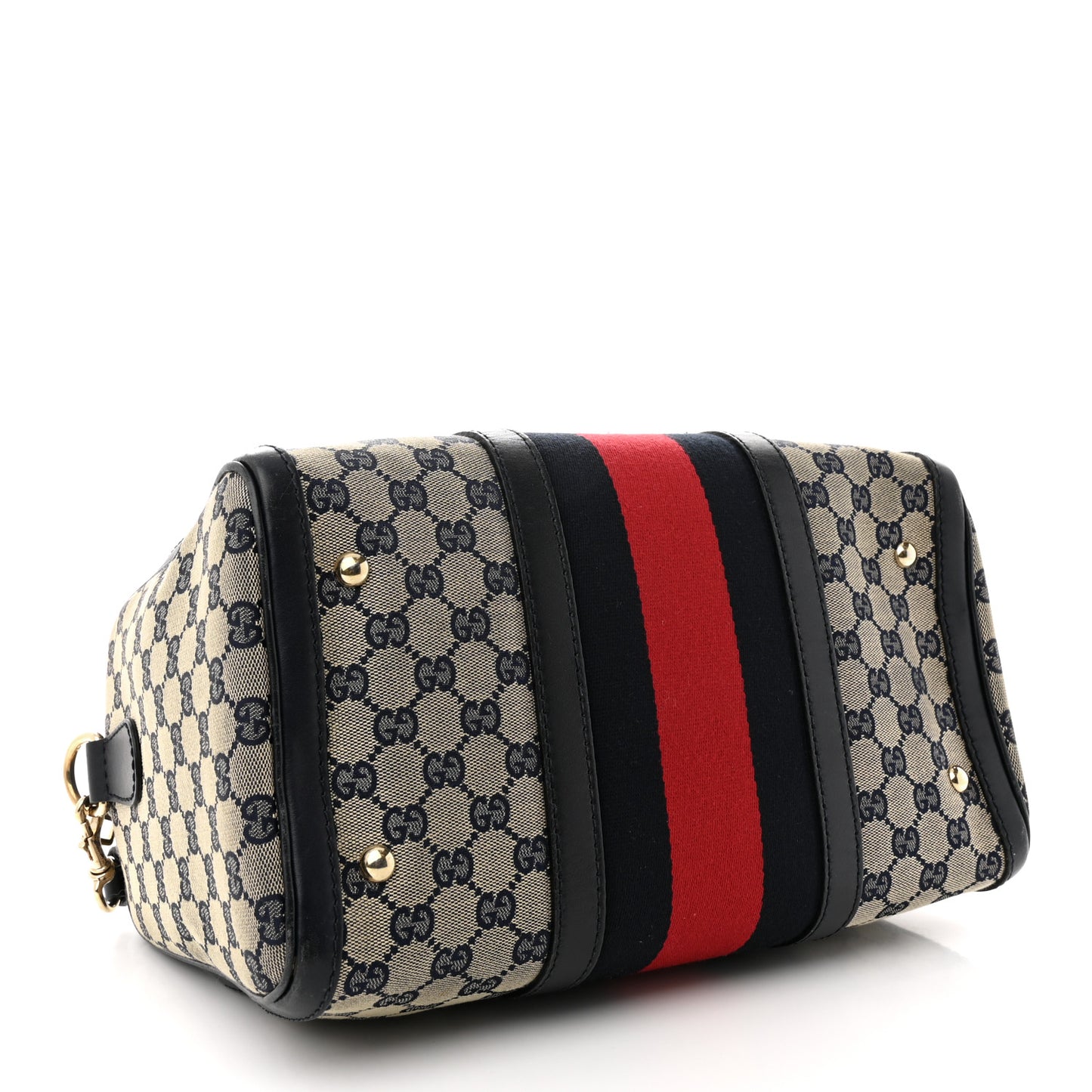 Monogram Selleria Calfskin Vintage Web Medium Boston Beige Blue