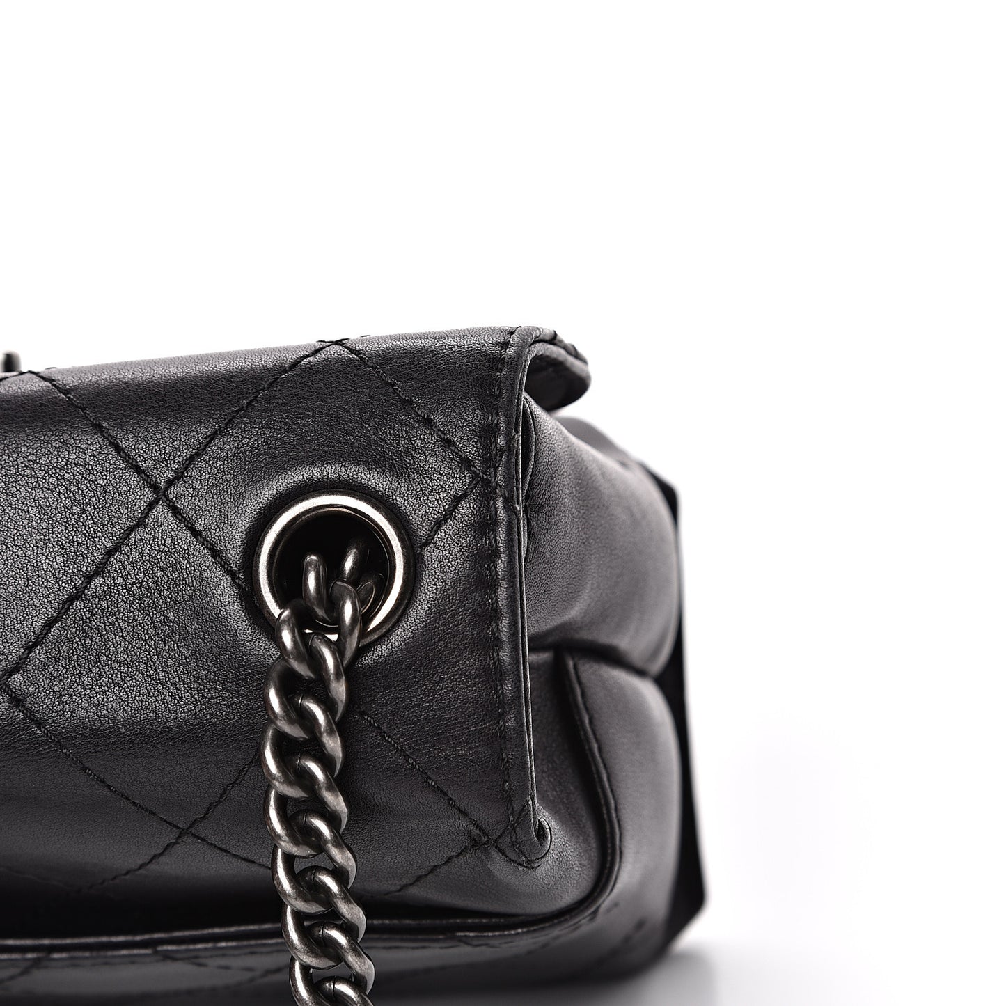 Calfskin Stitched Small Crossbody Flap Black
