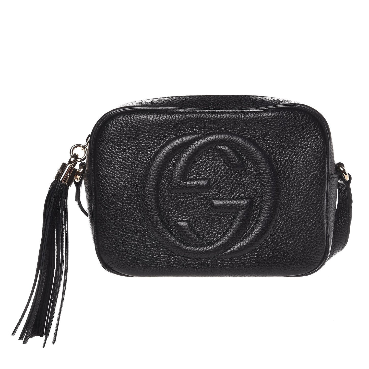 Pebbled Calfskin Small Soho Disco Bag Black