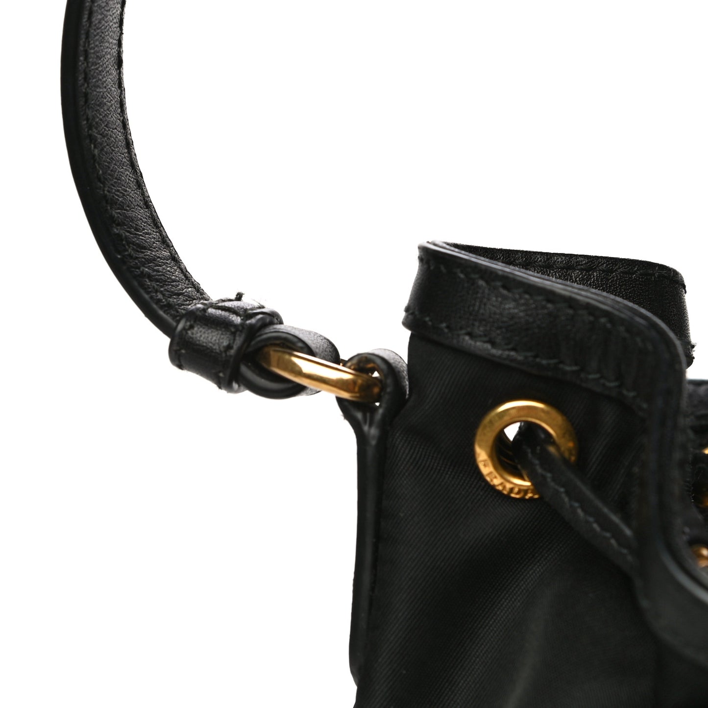 Saffiano Tessuto Nylon Mini Bucket Crossbody Bag Black