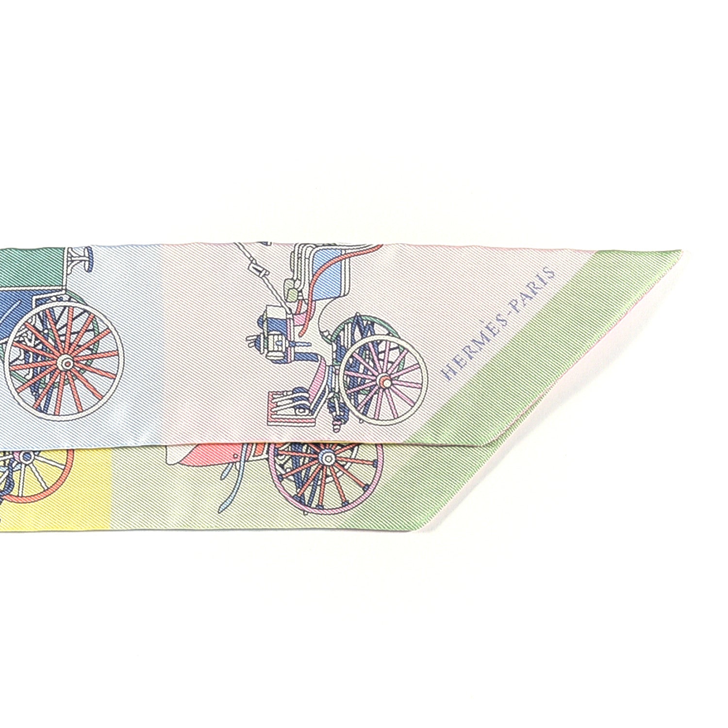 Hermes Silk Les Voitures Exquises Twilly Rose Pale Jaune Pale 2 of 4