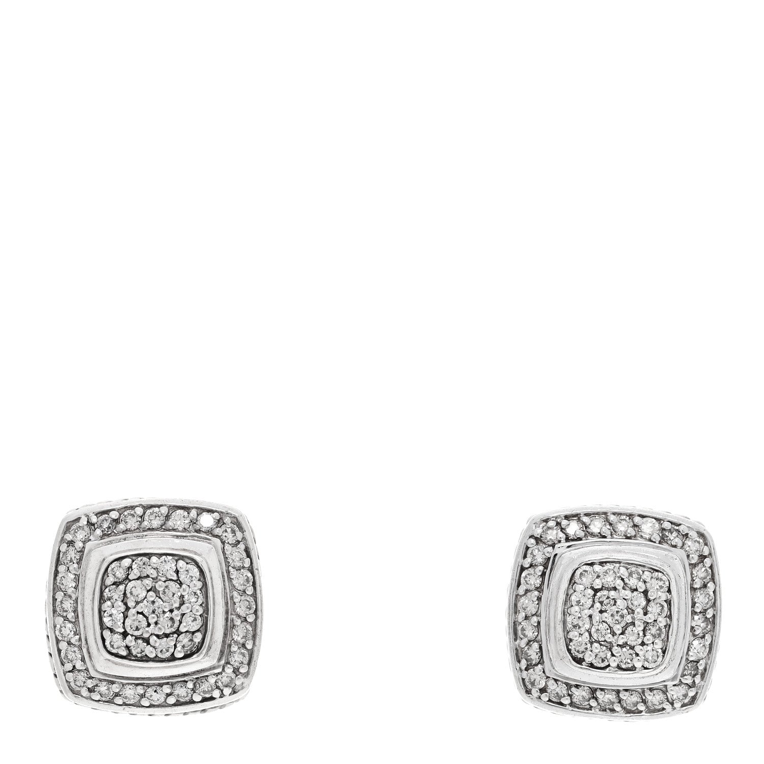 David Yurman Sterling Silver Diamond 7mm Pave Albion Earrings 1 of 4