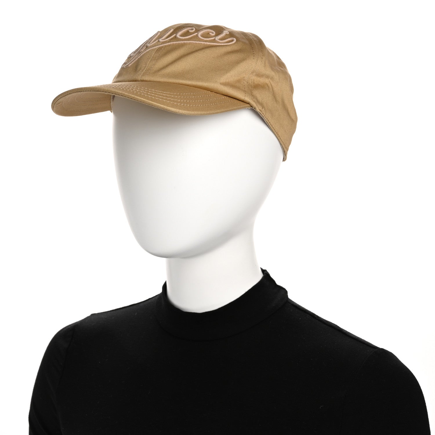 Gucci Cotton Logo Script Baseball Hat L Camel 2 of 13