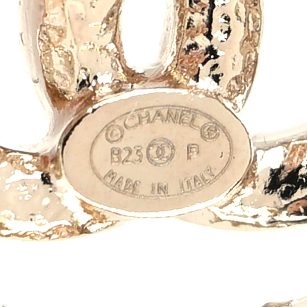 Chanel Metal Crystal Square CC Earrings Gold 4 of 4
