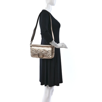 Fendi Vitello Laminato FF 1974 Embossed Baguette Rame 2 of 7