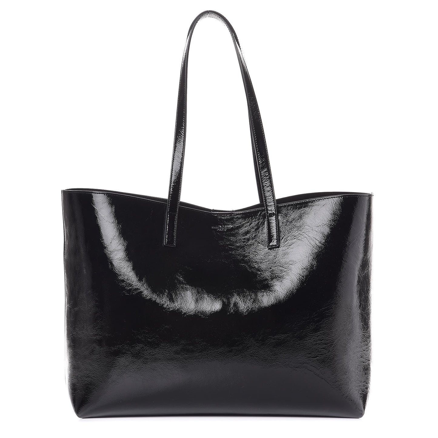Patent Calfskin Large Shopping Tote Black