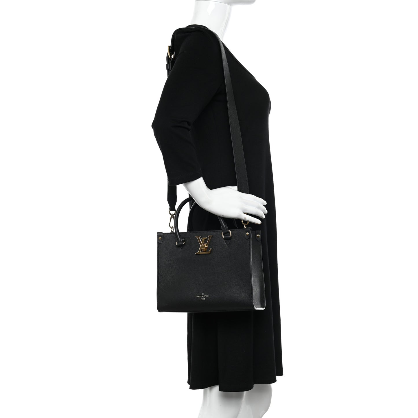 Calfskin Lock & Go Tote Black