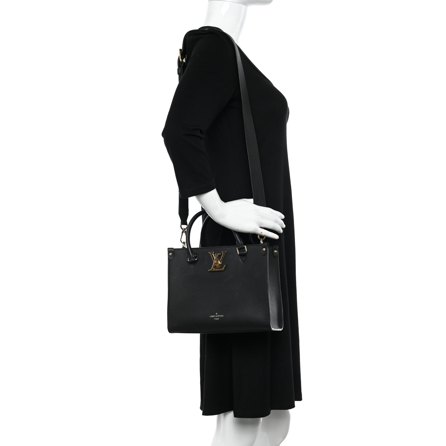 Louis Vuitton Calfskin Lock & Go Tote Black 2 of 12
