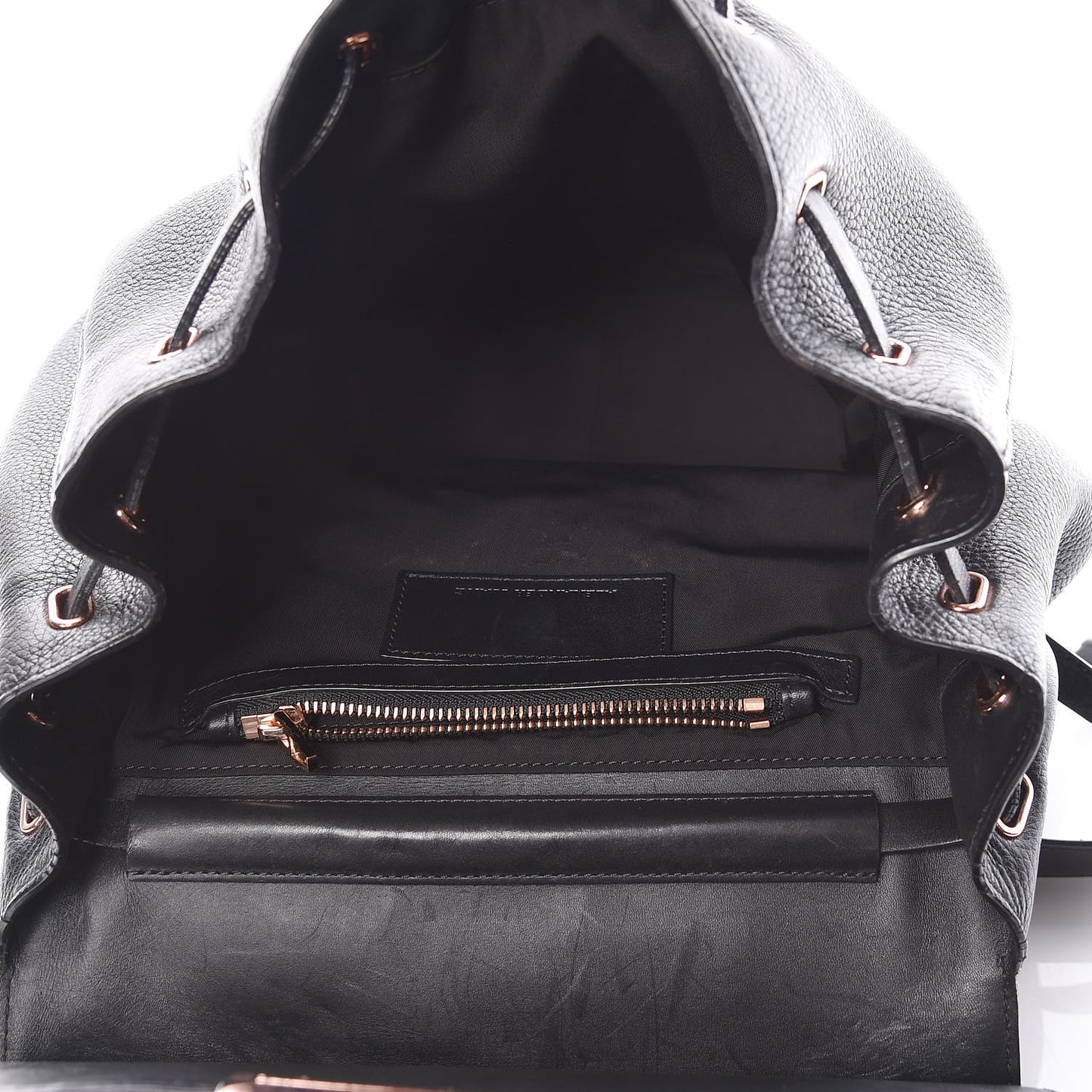 Pebbled Calfskin Prisma Skeletal Backpack Black Rose Gold Hardware