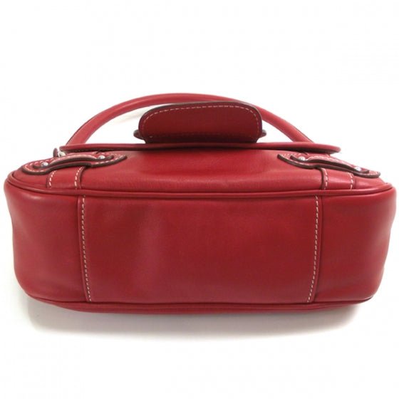 Leather Logo Flap Bag Red