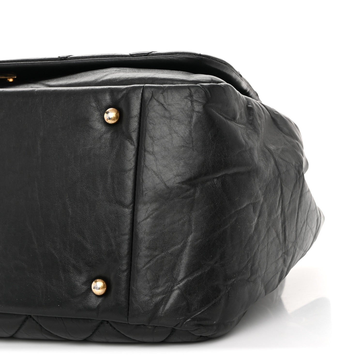Chanel Aged Calfskin Quilted Large Pondichery Flap Black 10 of 10