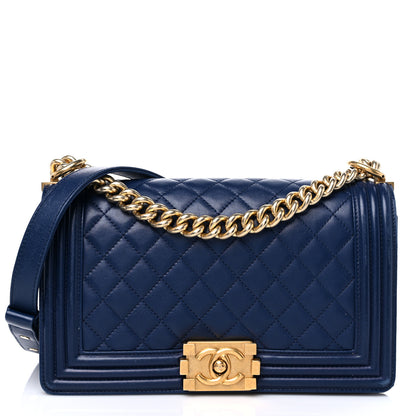 Chanel Lambskin Quilted Medium Boy Flap Dark Navy 1 of 18