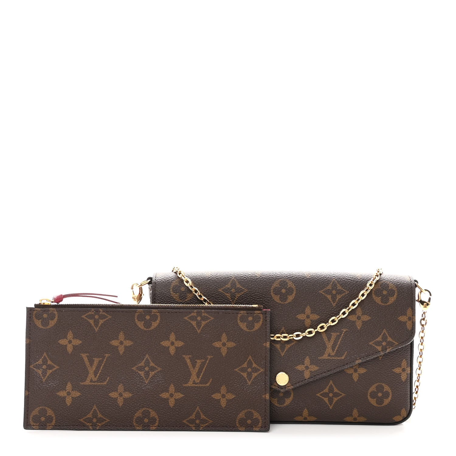 Louis Vuitton Monogram Pochette Felicie Chain Wallet Fuchsia 1 of 9