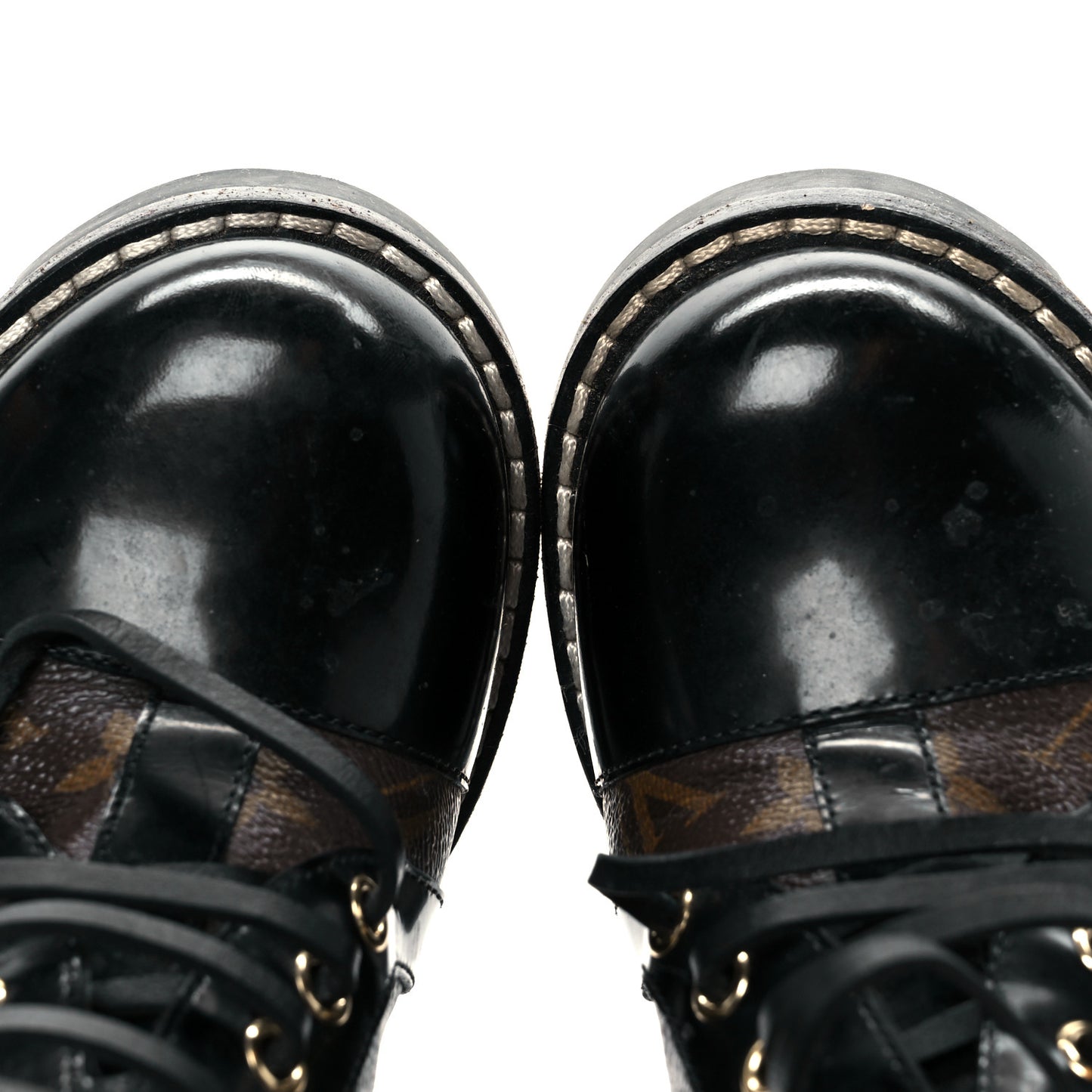 Patent Calfskin Monogram Star Trail Ankle Boots 39 Black