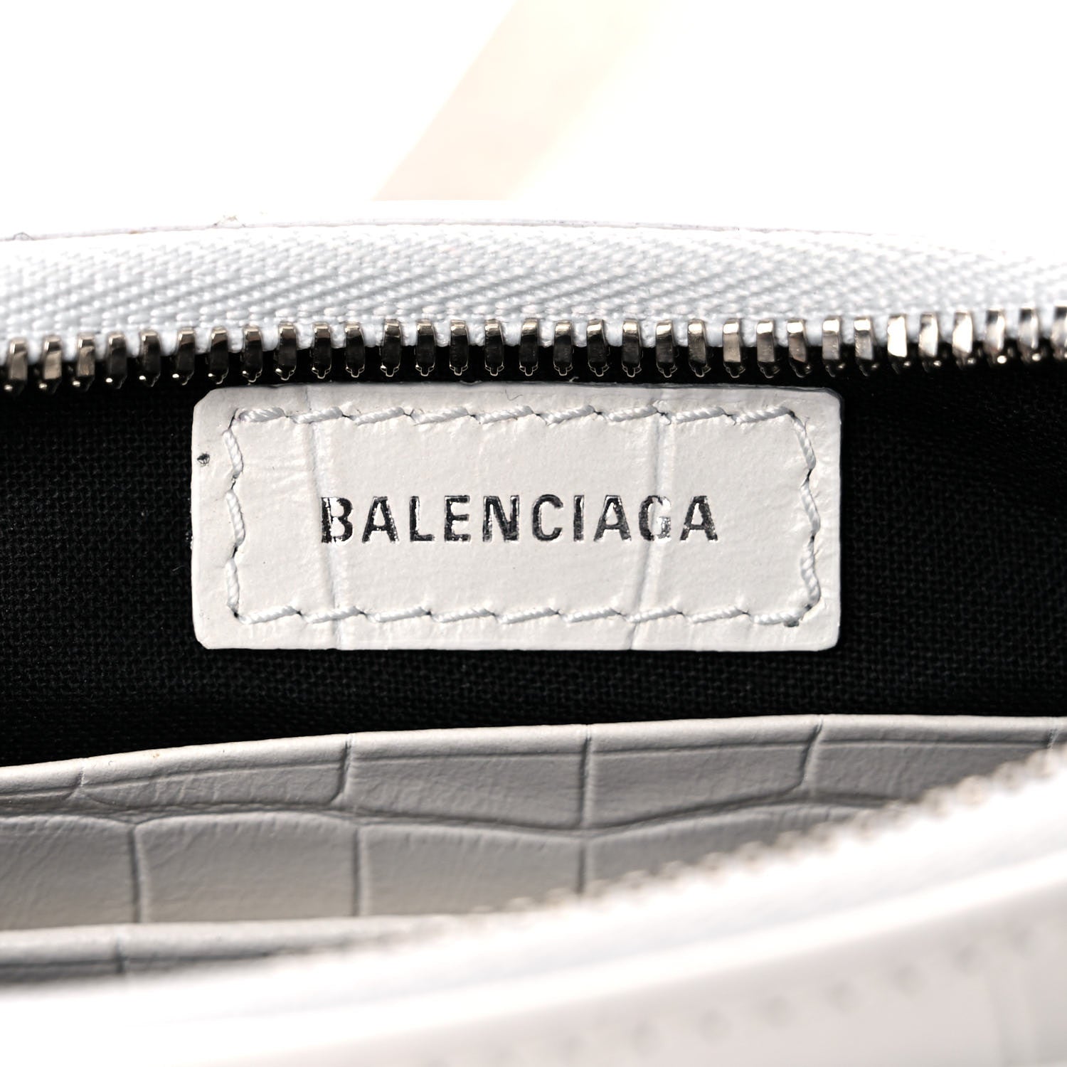 Balenciaga Extra Supple Calfskin Crocodile Embossed Le Cagole Mini Purse With Chain White 8 of 9