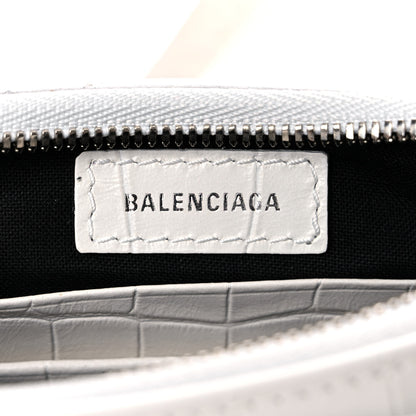 Balenciaga Extra Supple Calfskin Crocodile Embossed Le Cagole Mini Purse With Chain White 8 of 9
