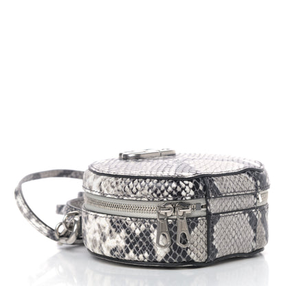 Balenciaga Grained Calfskin Python Effect Sharp Vanity Round Bag Mini Black White 3 of 4