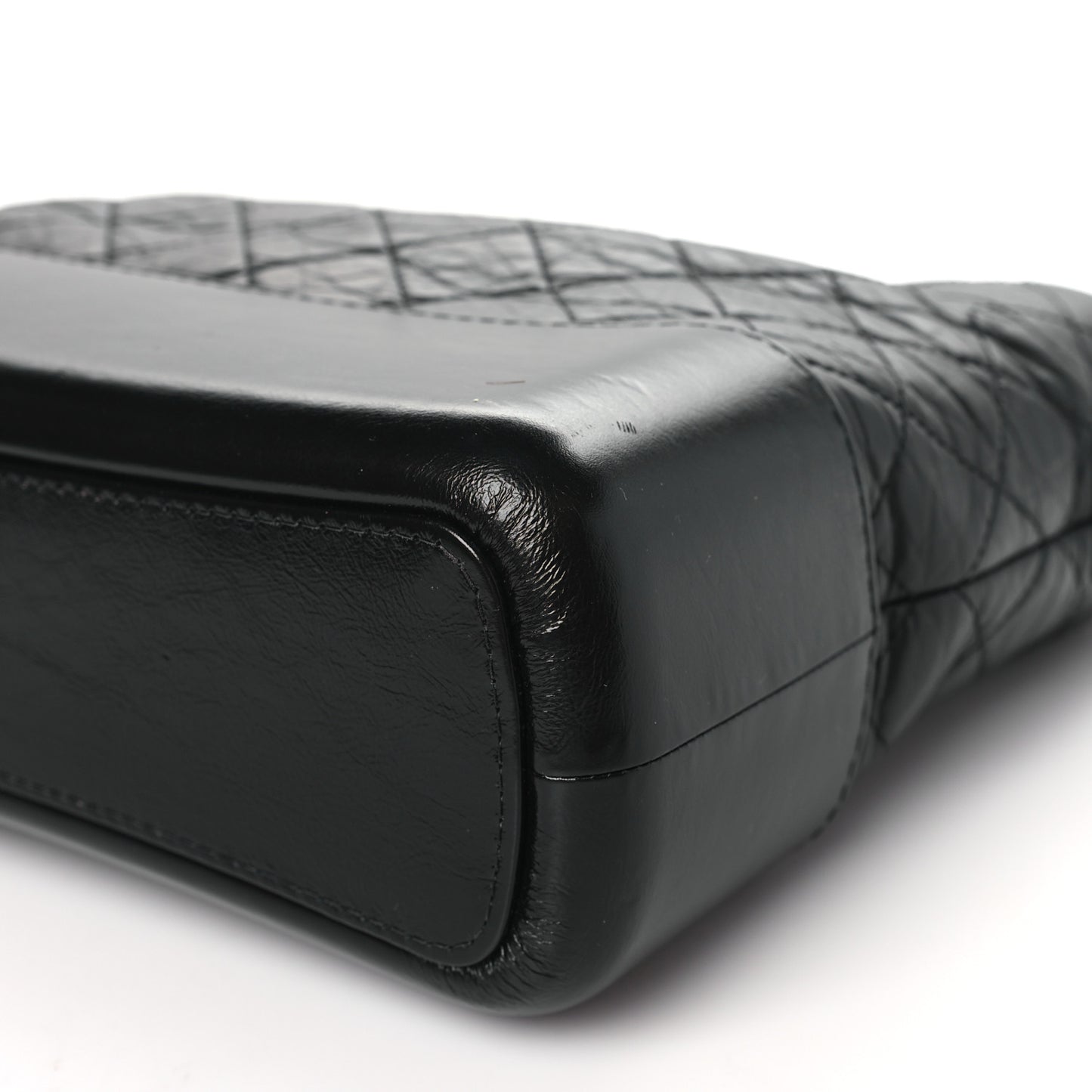 Aged Calfskin Quilted Medium Gabrielle Hobo Black