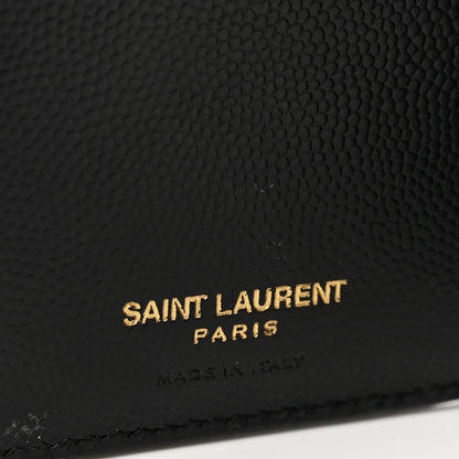 Saint Laurent Grain De Poudre Matelasse Chevron Monogram Zipped Two-Part Wallet Black 6 of 7