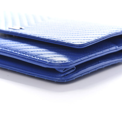 Chanel Caviar Chevron Quilted Wallet On Chain WOC Bright Blue 9 of 10