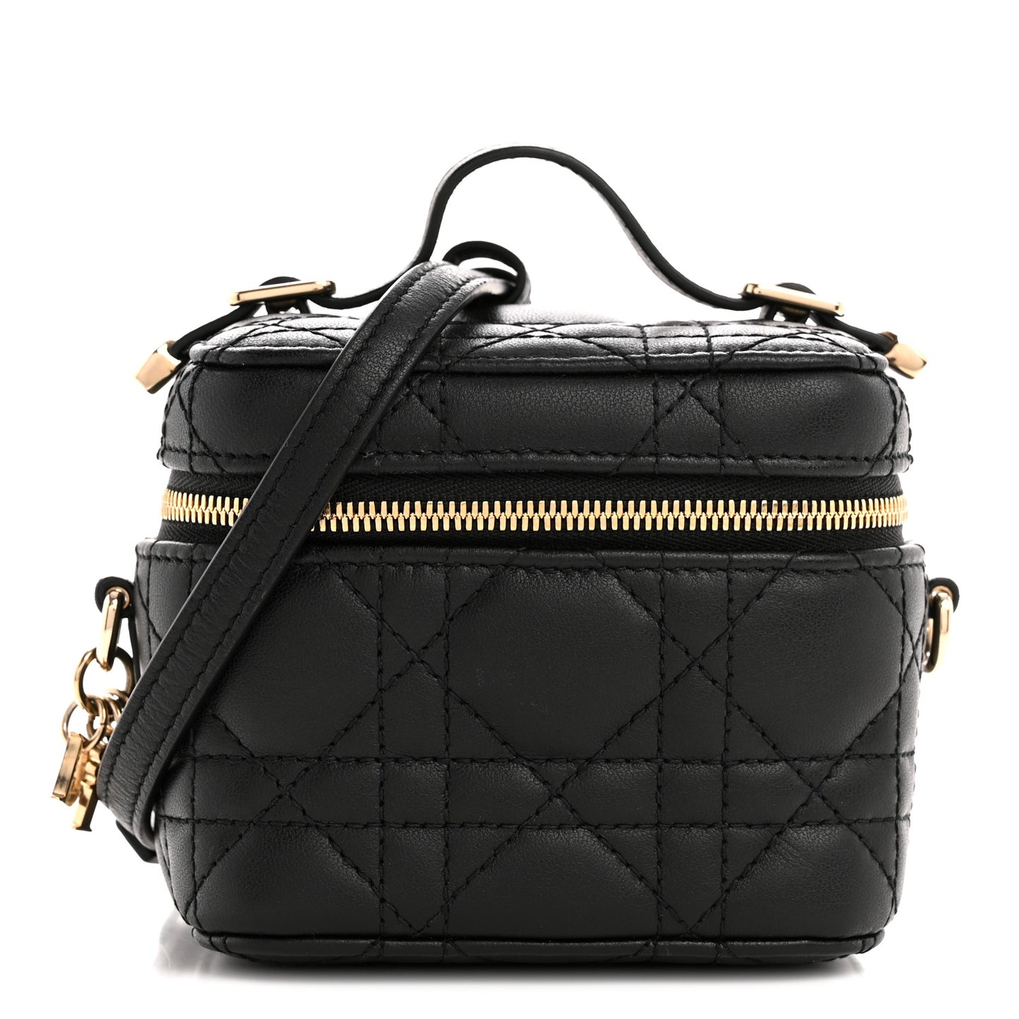 Lambskin Cannage Micro Lady Dior Vanity Case Black