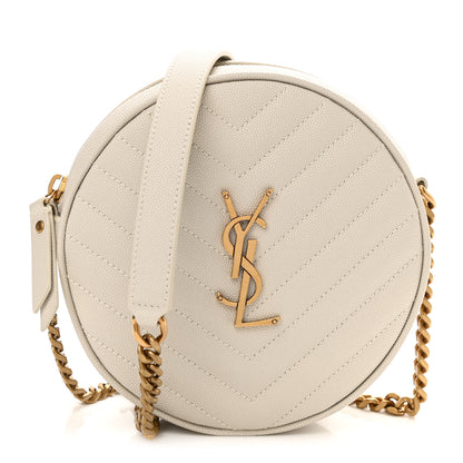 Saint Laurent Grain De Poudre Matelasse Chevron Quilted Round Vinyle Camera Bag Crema Soft 1 of 11