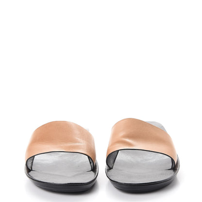 Saint Laurent Calfskin Pool Slide Sandals 10 Black Beige 2 of 16