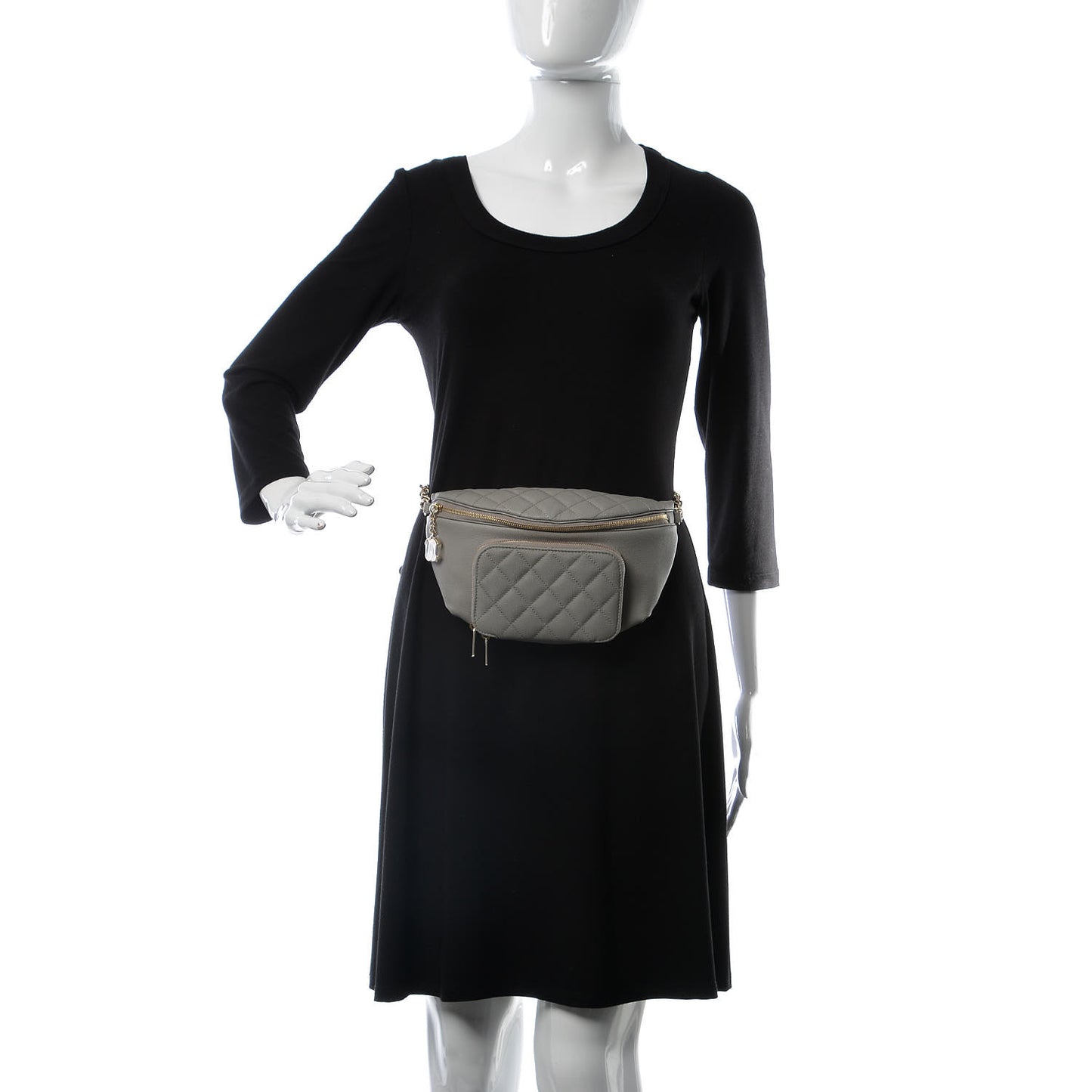 Caviar Quilted Business Affinity Waist Bag Grey