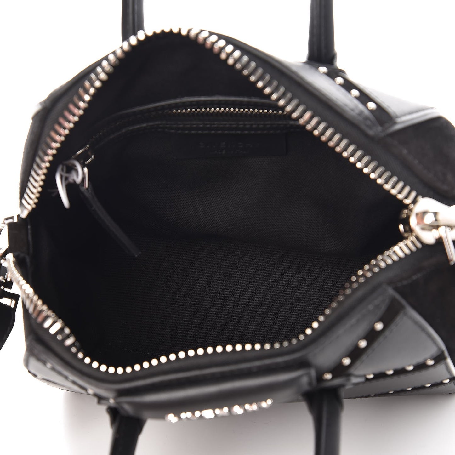 Calfskin Suede Mini Studded Chevron Antigona Black