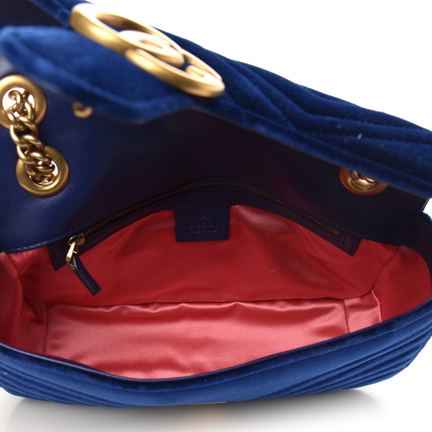 Velvet Matelasse Small GG Marmont Shoulder Bag Cobalt Blue